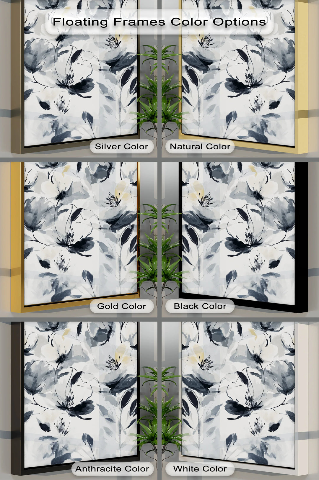 Monochrome Elegance – Black and Ivory Abstract Floral Canvas Print - MyPhotoStation