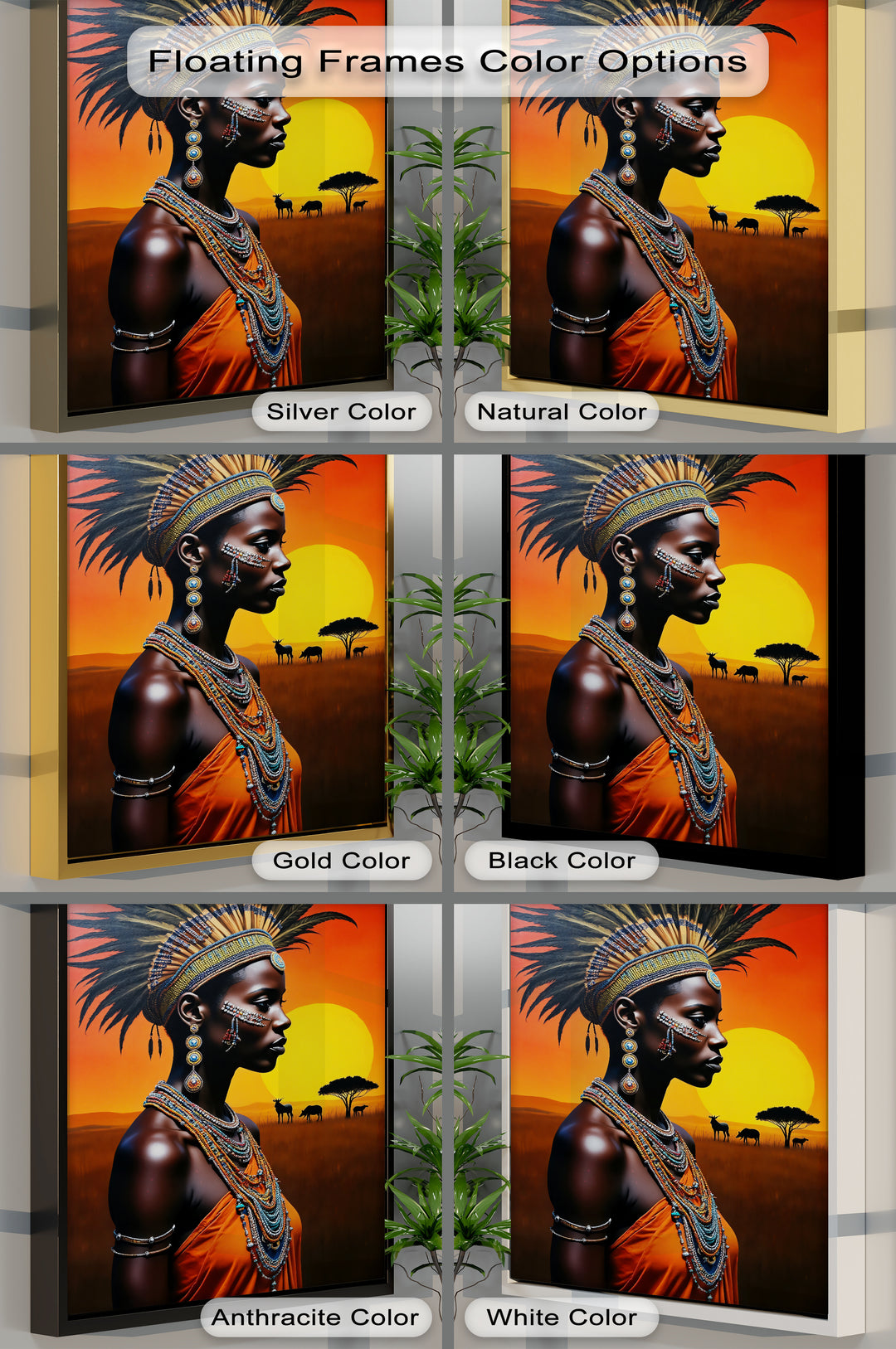 Sunset Majesty – African Tribal Woman Canvas Wall Art | Artwork Canvas