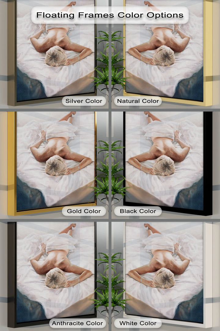 Quiet Morning – Reclining Nude on White Sheets Canvas Print - MyPhotoStation