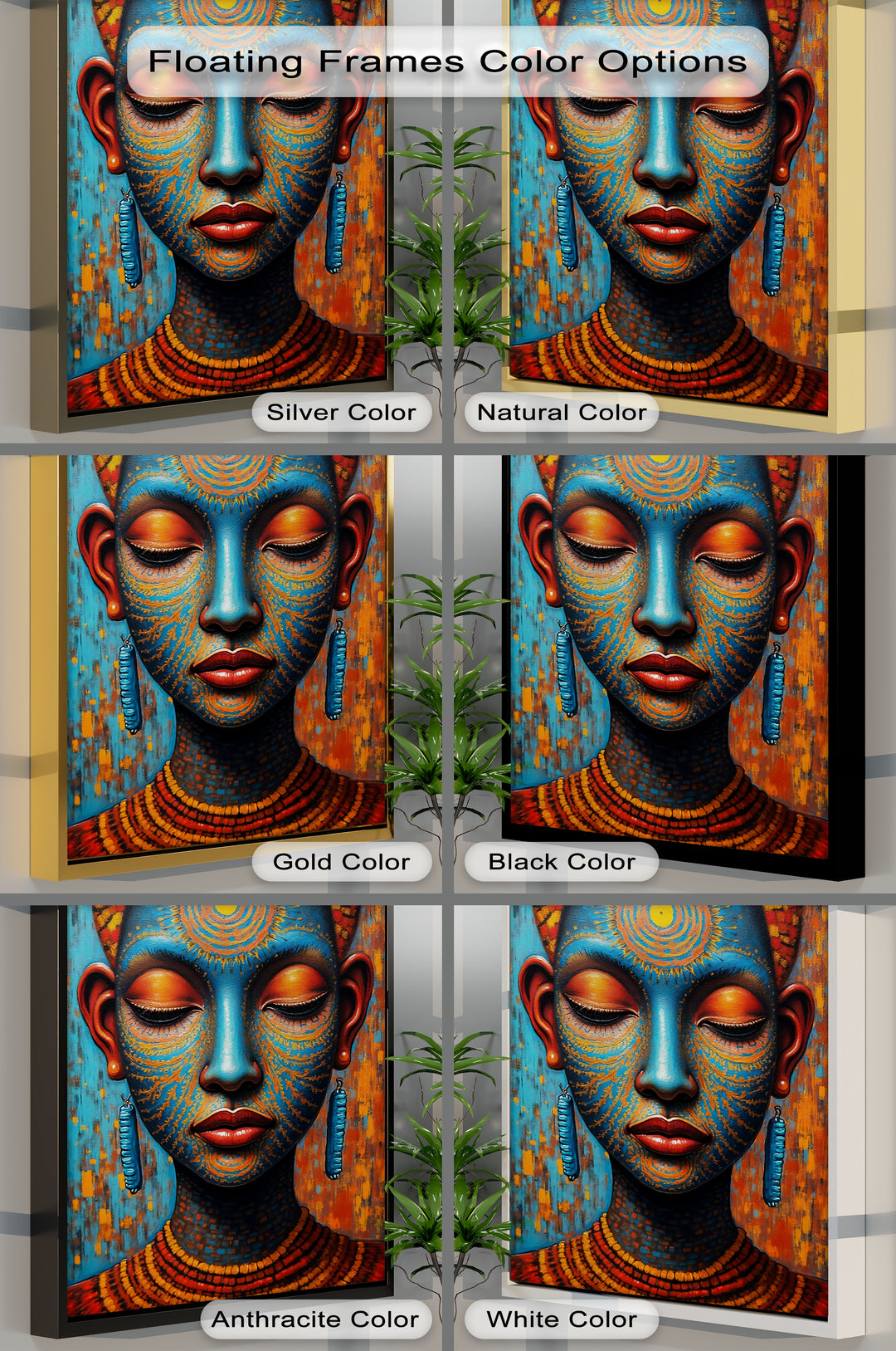 Sacred African Goddess Portrait – Tribal Ethnic Canvas Wall Art | Framed Canvas