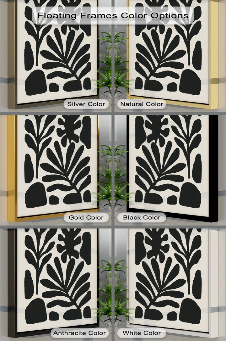 Modern Botanical Silhouettes – Minimalist Black and Beige Canvas Print - MyPhotoStation
