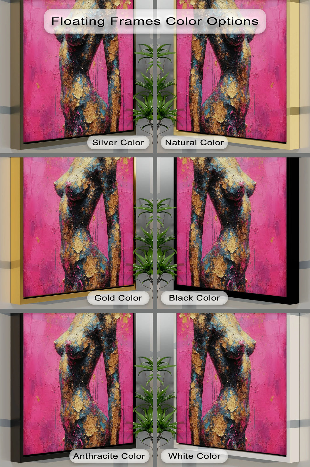 Golden Cracks – Textured Abstract Female Figure Canvas Print - MyPhotoStation