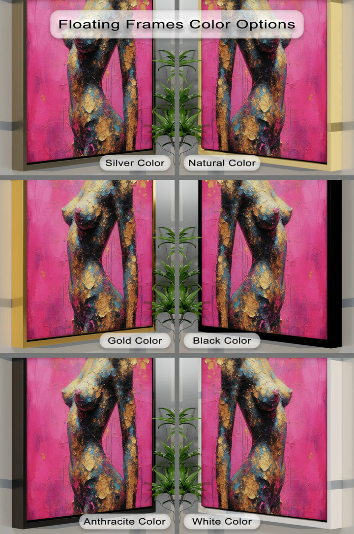 Golden Cracks – Textured Abstract Female Figure Canvas Print - MyPhotoStation