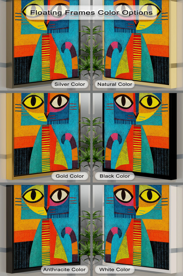 Whimsical Abstract Cat – Colorful Cubist Style Canvas Prints - MyPhotoStation