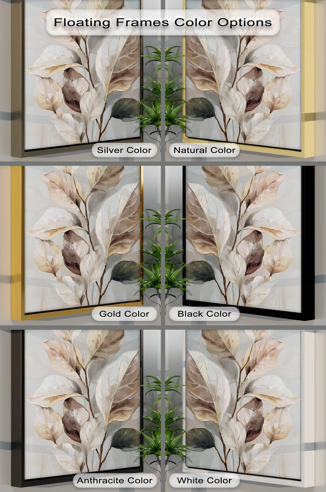 Elegant Earth-Toned Leaves – Neutral Abstract Botanical Canvas Print - MyPhotoStation