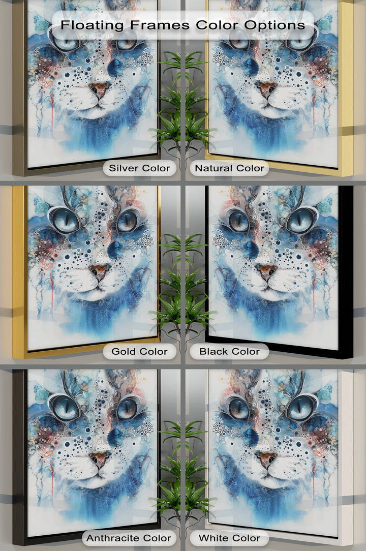 Mystic Whiskers – Abstract Blue Cat Portrait Blue Canvas Prints - MyPhotoStation