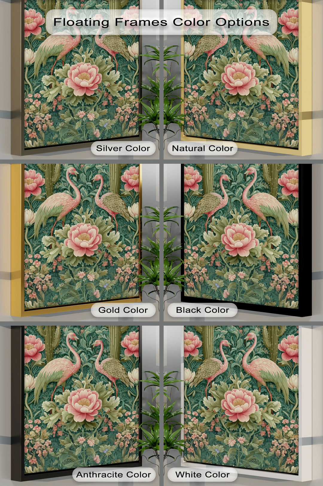 Flamingo Garden in Bloom – Vintage Tropical Canvas Print - MyPhotoStation