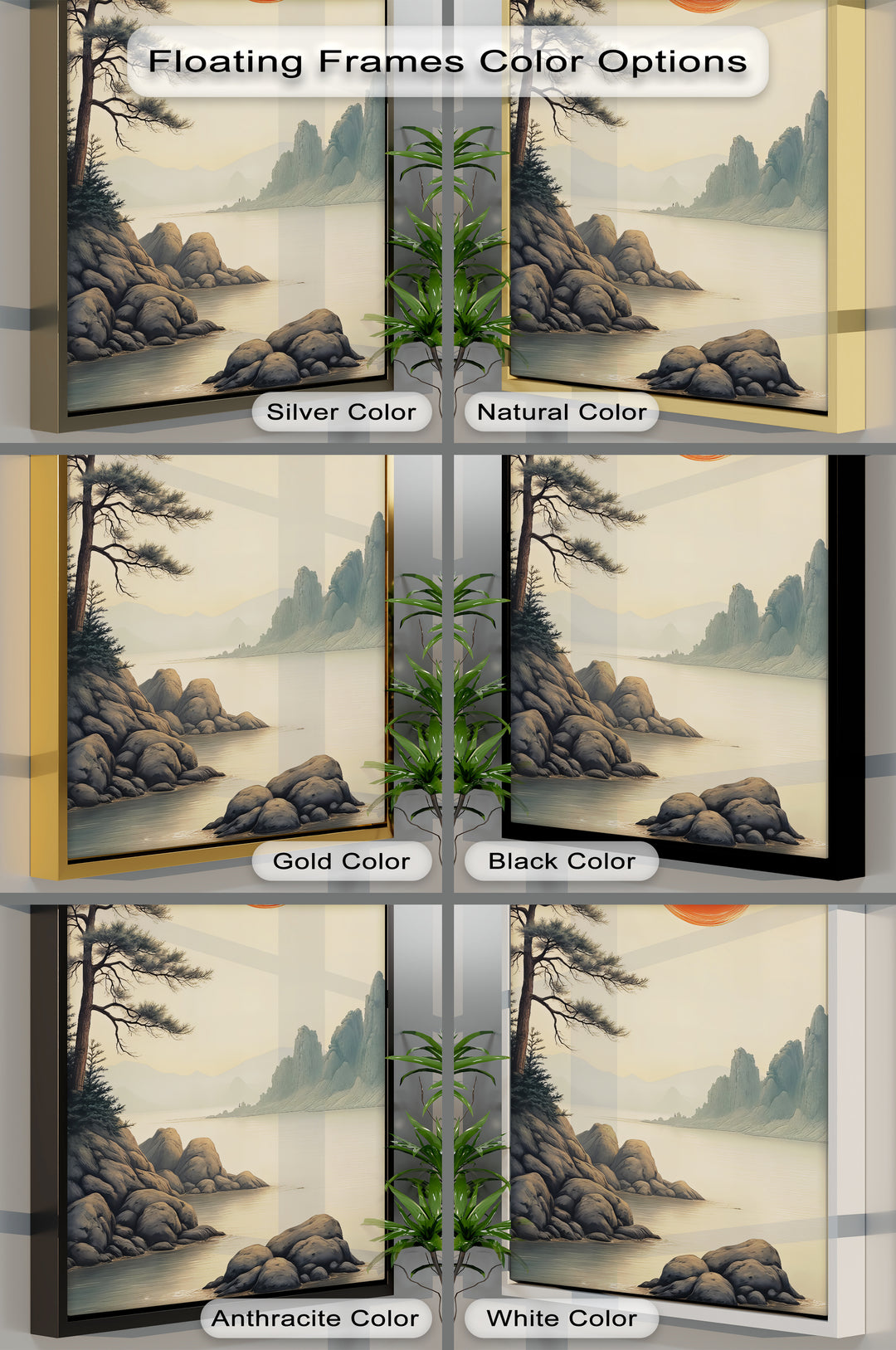 Rising Sun Over Tranquil Waters – Japanese Landscape Canvas Print | Framed Art