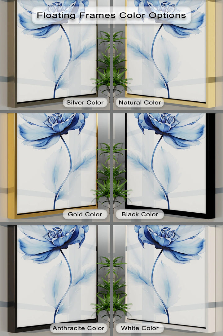 Petal Elegance – Minimalist Blue Bloom Blue Canvas Prints - MyPhotoStation