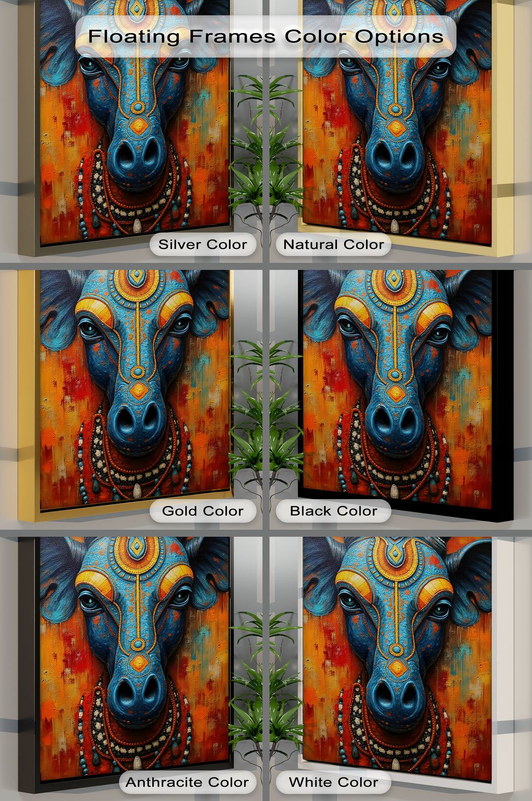 Mystical Blue Bull – Sacred Indian Canvas Wall Art | Artwork Canvas