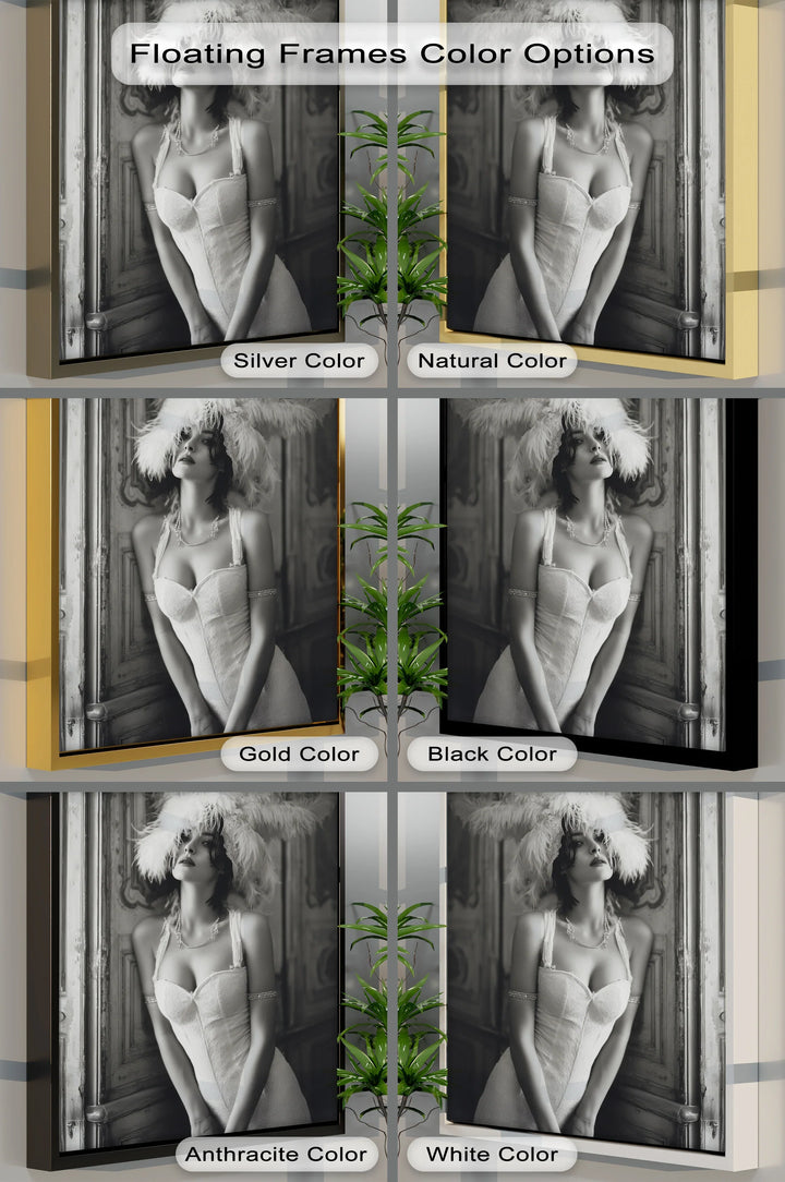 Feathered Elegance – Vintage-Inspired Female Portrait Canvas Print - MyPhotoStation