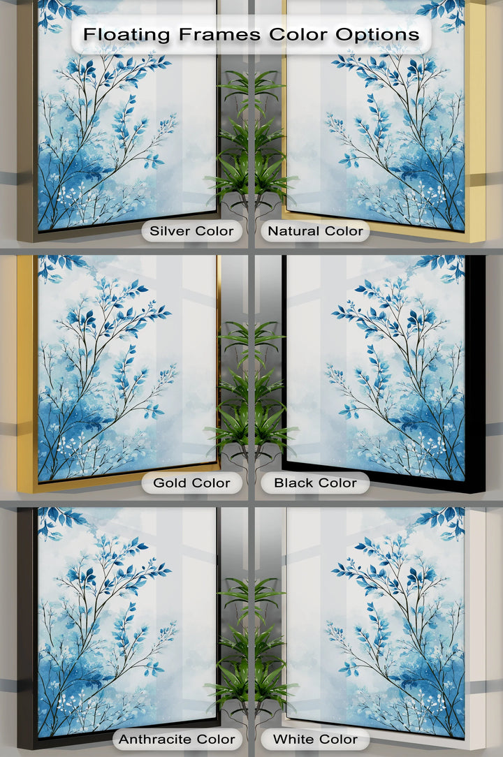 Indigo Breeze Botanical – Watercolor Leaf Design Blue Canvas Prints - MyPhotoStation