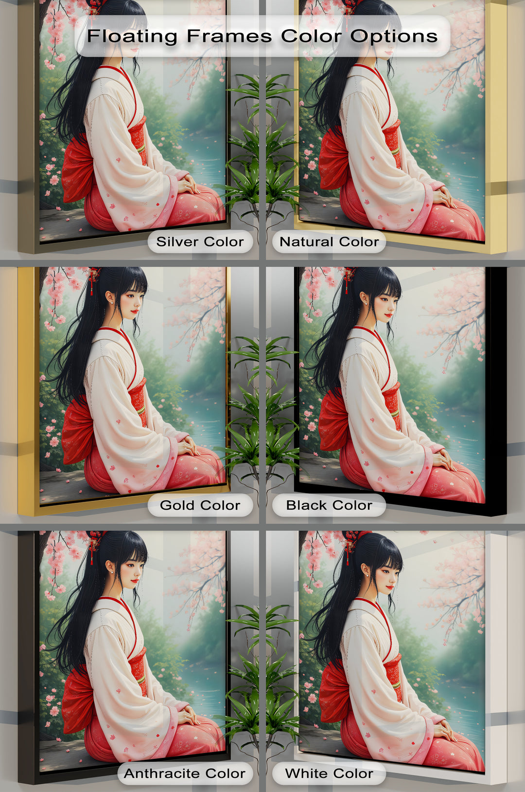 Blossom Grace – Japanese Woman Under Sakura Canvas Print | Framed Art