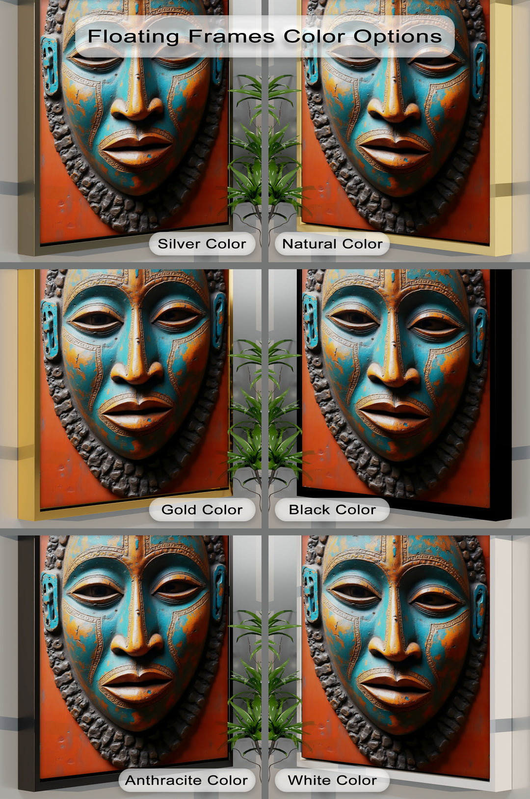 Tribal Guardian – African Mask Canvas Wall Art | Large Framed Wall Art
