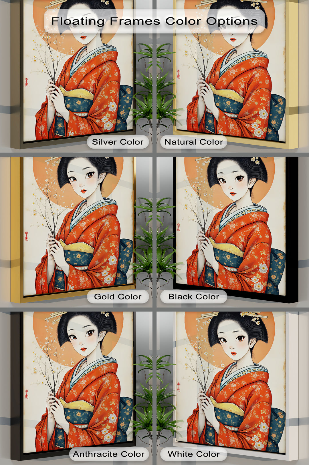 Radiant Elegance – Japanese Geisha Kimono Canvas Print | Canvas Art