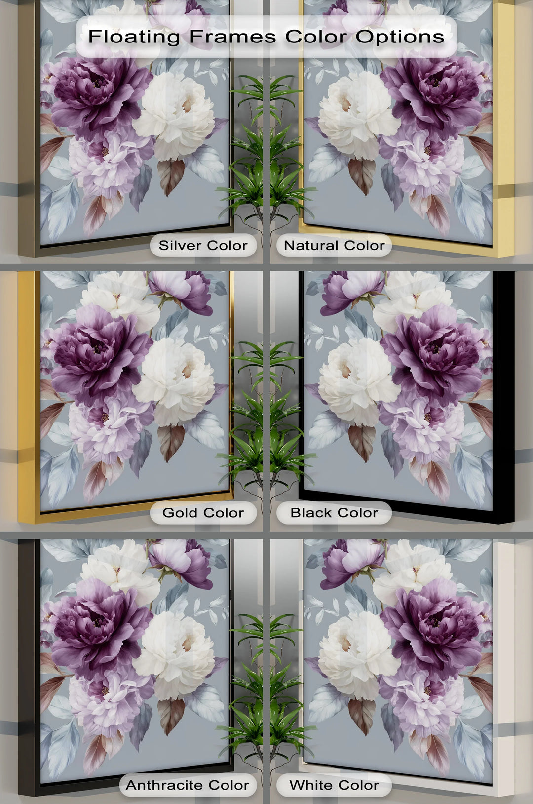Plum Garden Harmony – Elegant Purple and Ivory Floral Canvas Print - MyPhotoStation