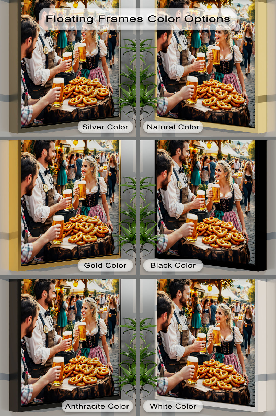 Oktoberfest Celebration – Beer and Pretzel Canvas Wall Art | Framed Art
