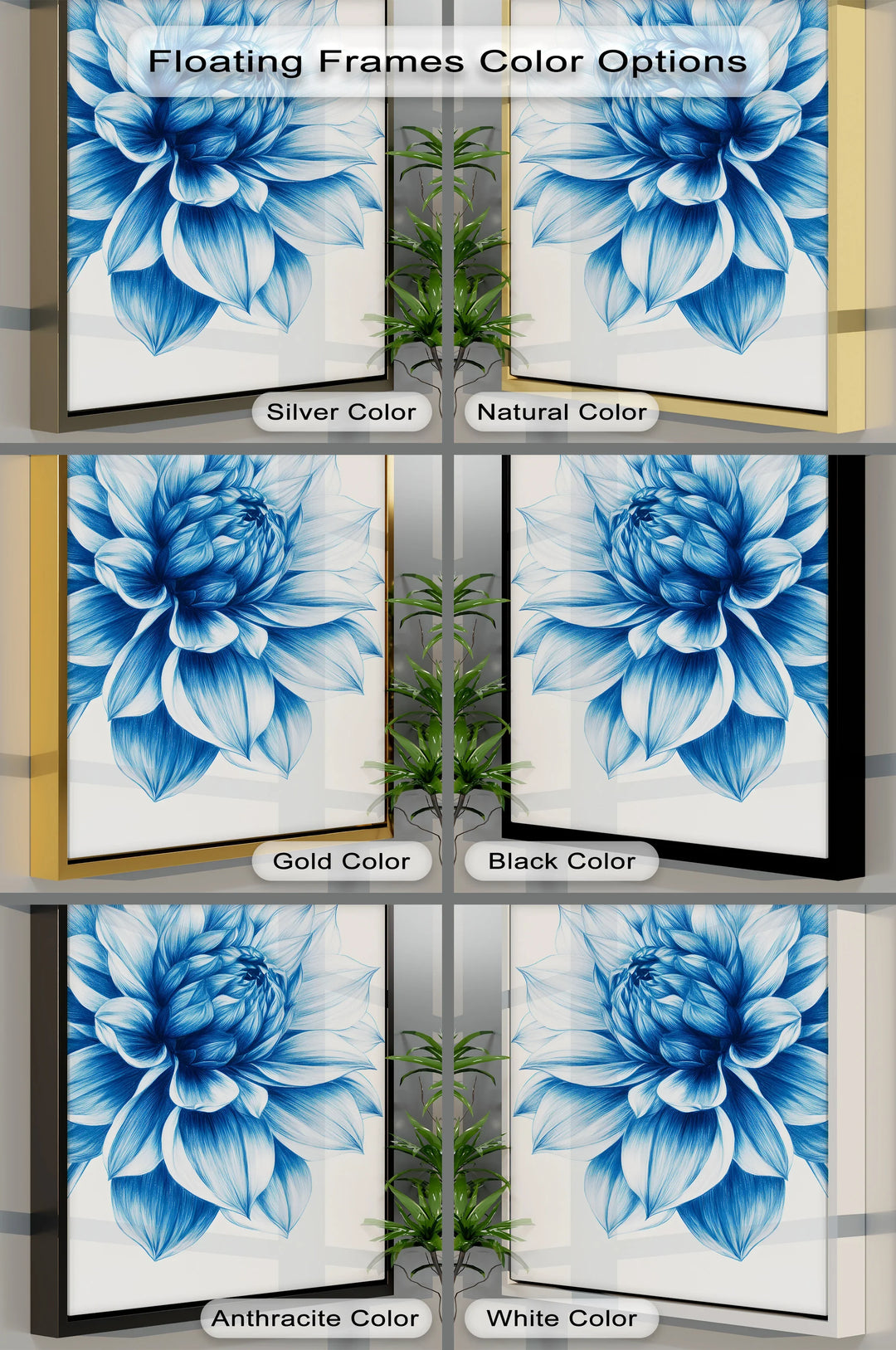 Elegant Blue Dahlia Bloom – Floral Minimalist Blue Canvas Prints - MyPhotoStation