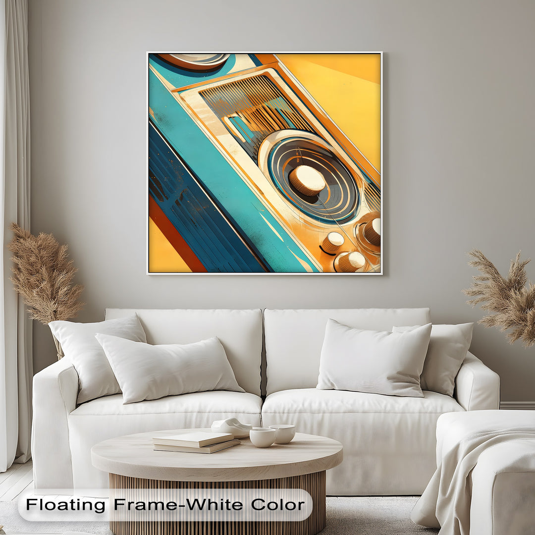 Golden Frequency – Retro Stereo Abstract Canvas Print