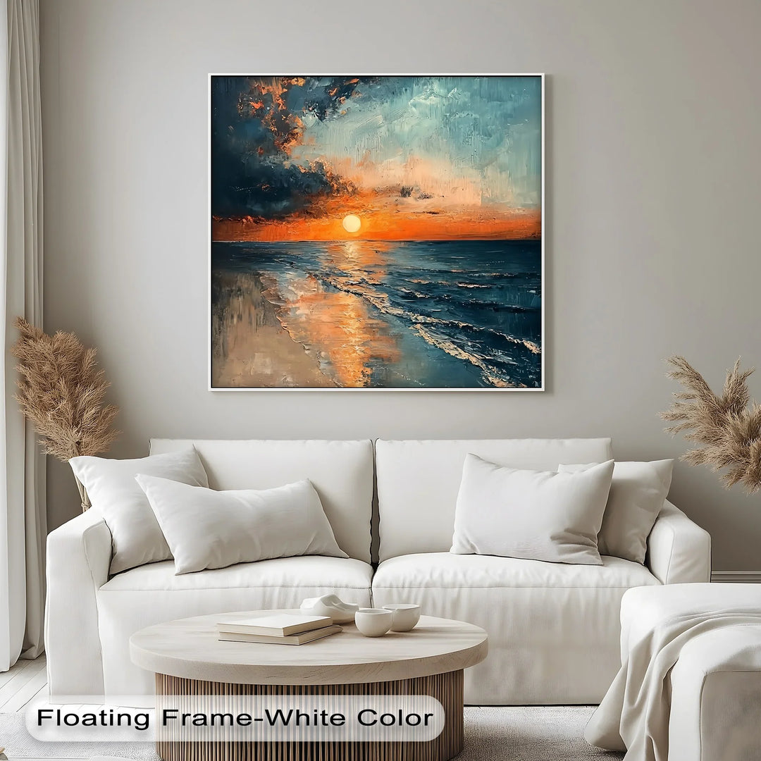 Sunset Serenity Over Ocean Shore – Tranquil Seascape Canvas Print - MyPhotoStation