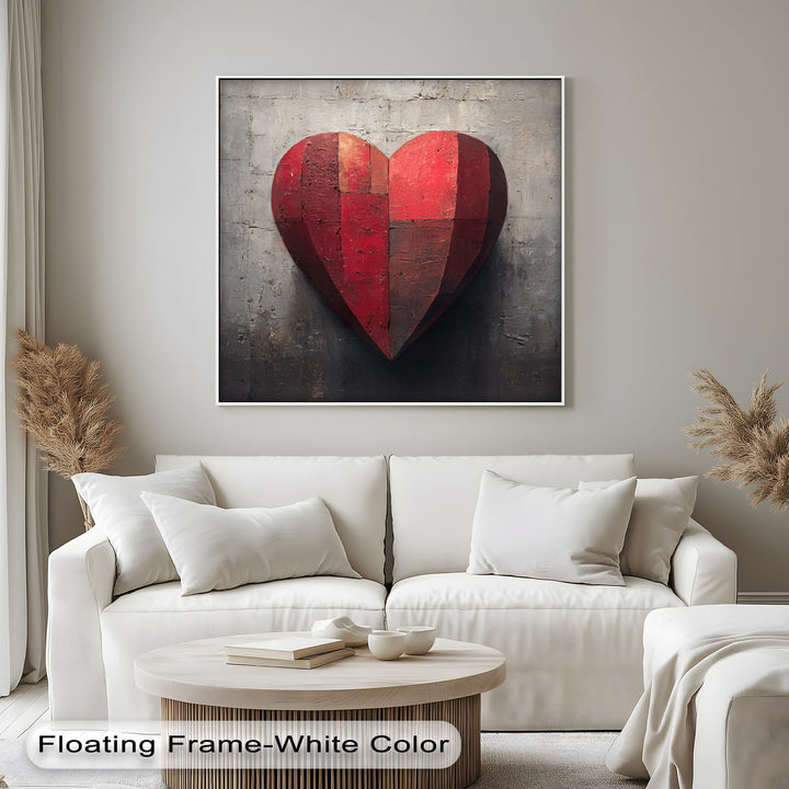 Depth and layers create a compelling visual in this rustic red heart canvas pictures print, with textured wood panels adding dimension to the love wall art.