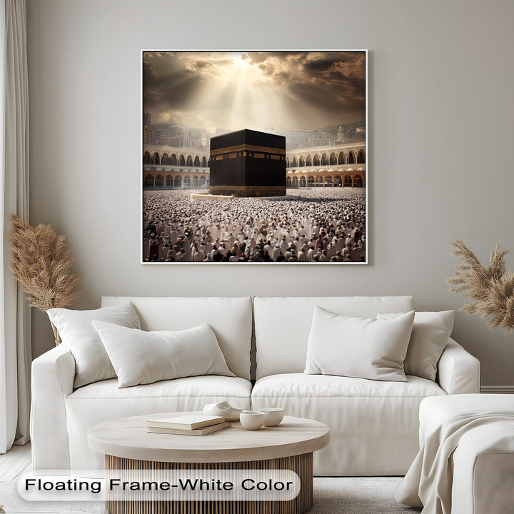Divine Light over the Kaaba – Islamic Canvas Print