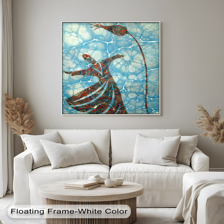 Dance of Devotion – Whirling Dervish Ebru Art Canvas Print