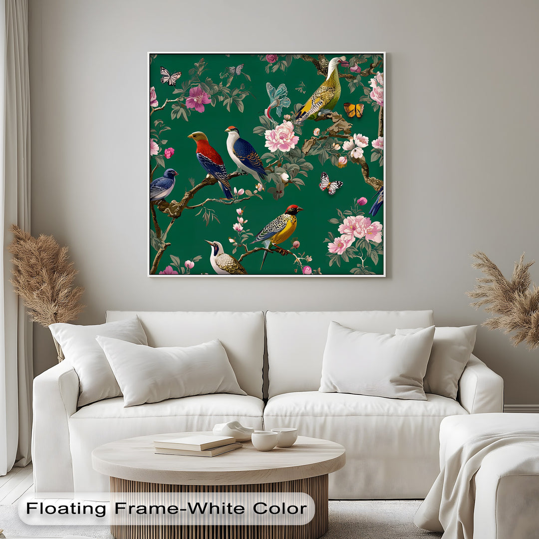 Birds and Flowers - Botanical Canvas Wall Art | Artwork Canvas