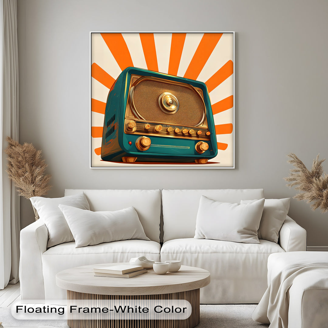 Retro Radiance – Classic Teal Radio Canvas Print