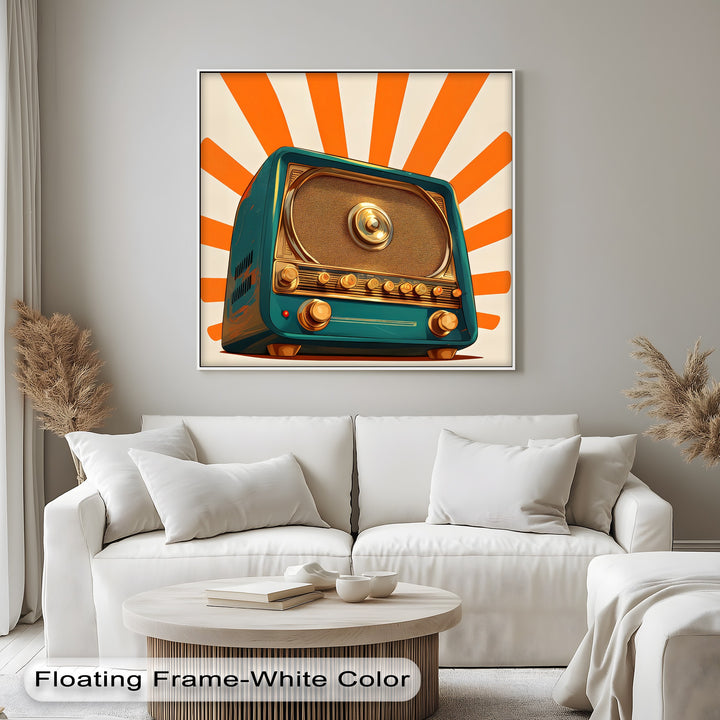Retro Radiance – Classic Teal Radio Canvas Print