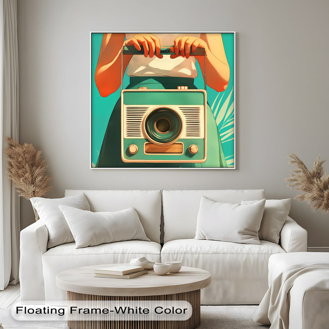 Tuned In – Retro Radio Girl Canvas Print