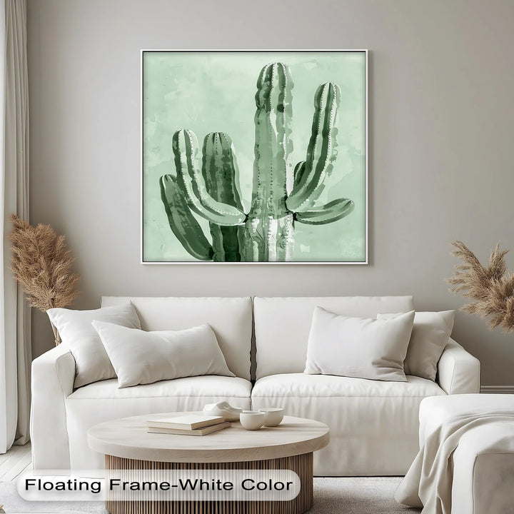 Modern Cactus Silhouette – Minimalist Desert Canvas Print - MyPhotoStation