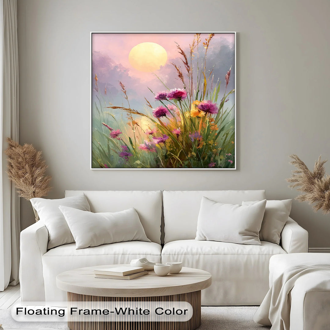 Wildflower Meadow at Dusk – Sunset Landscape Canvas Print - MyPhotoStation