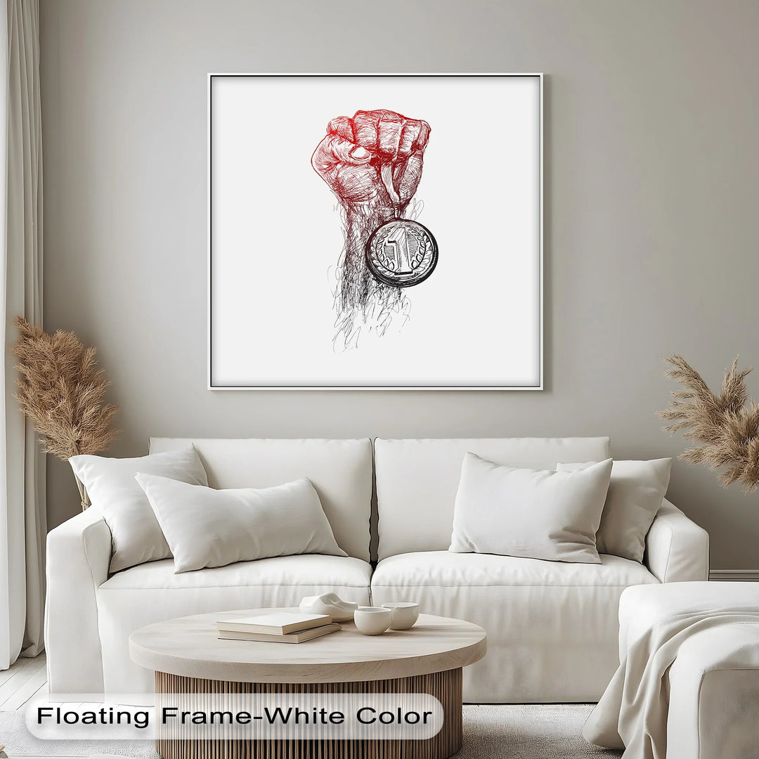 Victory Hand Sketch – Medal of Triumph Inspiraltional Canvas Print