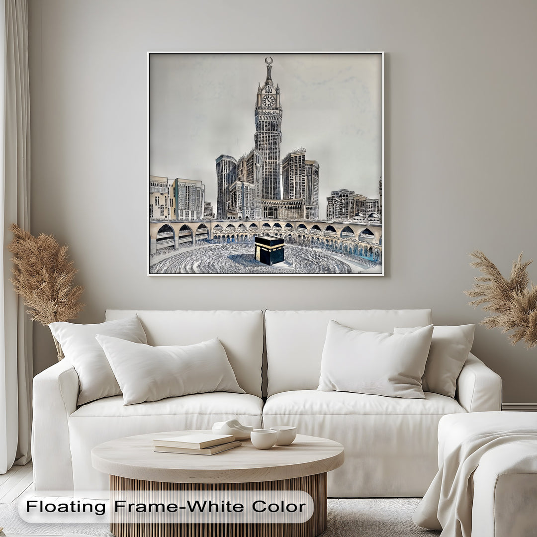 Kaaba with Abraj Al-Bait Clock Tower – Islamic Wall Art