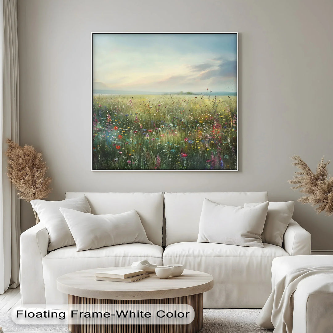 Blooming countryside floral canvas painting

