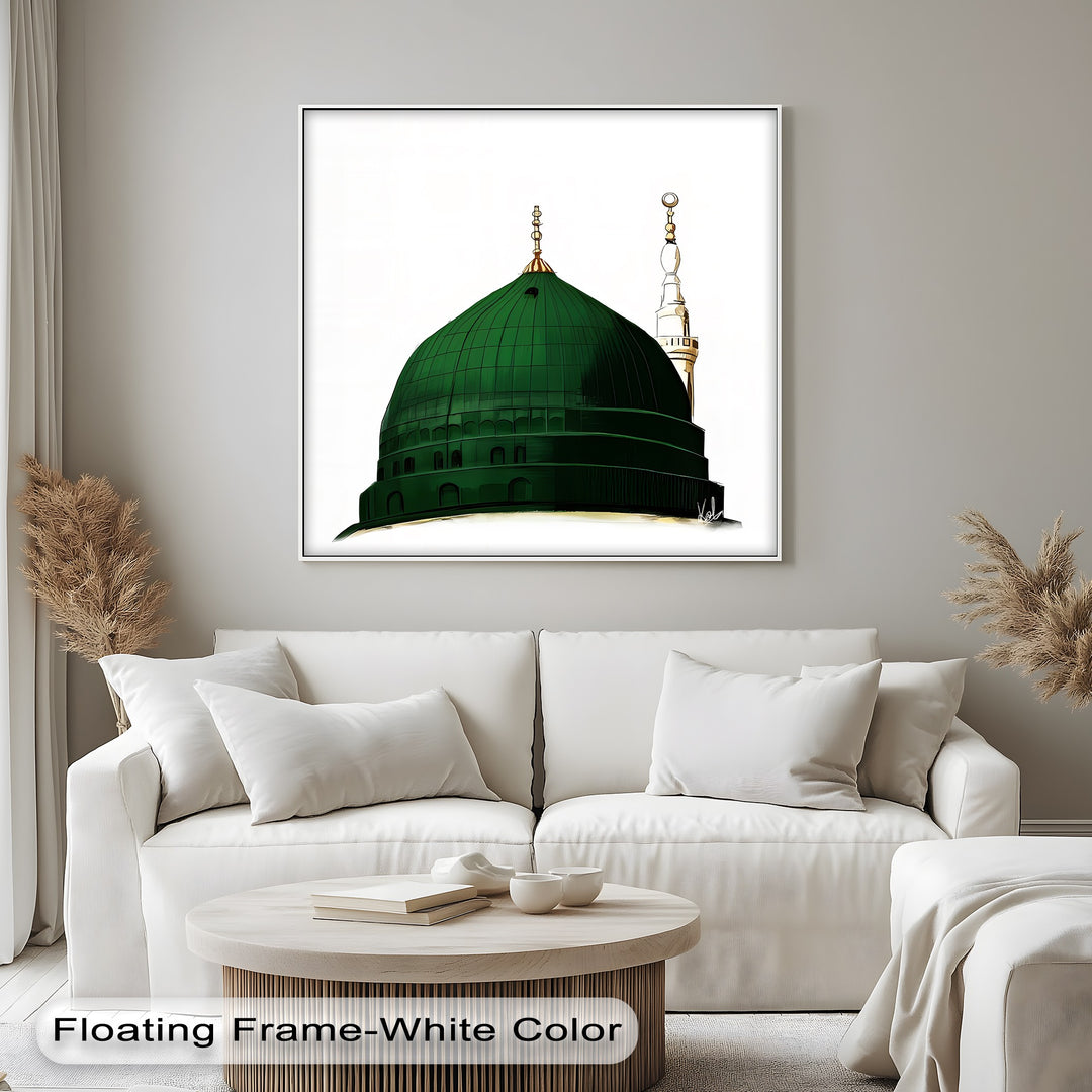 Minimalist Green Dome of Medina – Islamic Wall Art