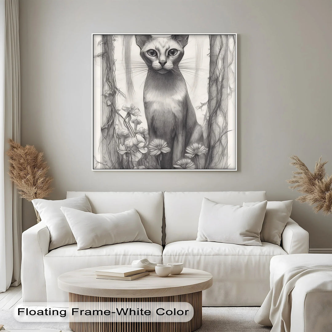 Mystic Forest Watcher – Elegant Cat in Enchanted Woodland Cat Canvas Print - MyPhotoStation