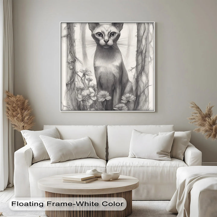 Mystic Forest Watcher – Elegant Cat in Enchanted Woodland Cat Canvas Print - MyPhotoStation