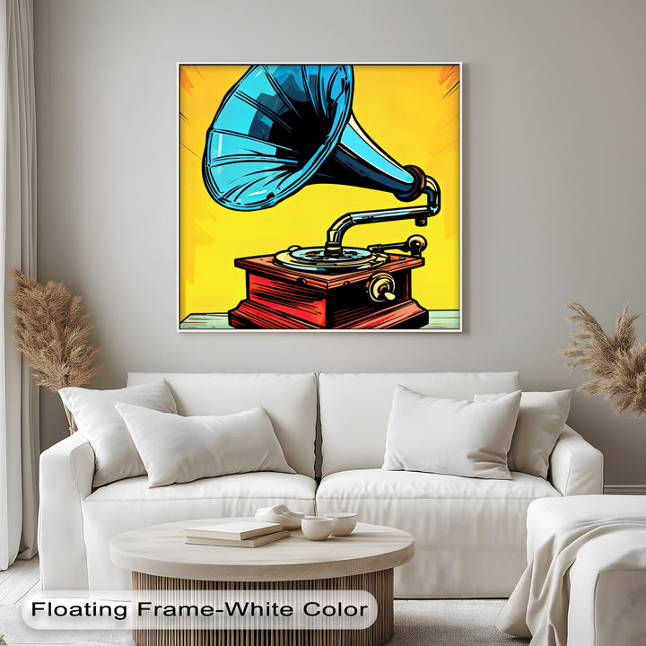 Vinyl Echo – Pop Art Gramophone Canvas Print