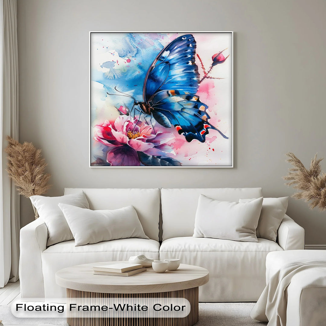 Blue Grace – Butterfly on Bloom Animal Canvas Print - MyPhotoStation