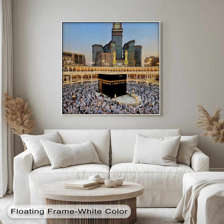 Kaaba at Sunset with Abraj Al-Bait Clock Tower – Islamic Wall Art