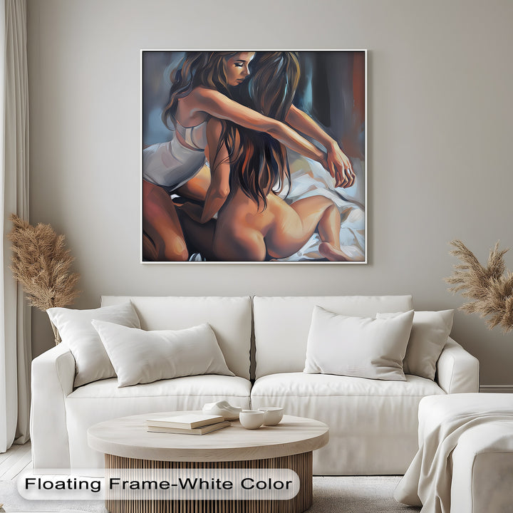 passionate embrace erotic canvas art stylish bedroom décor