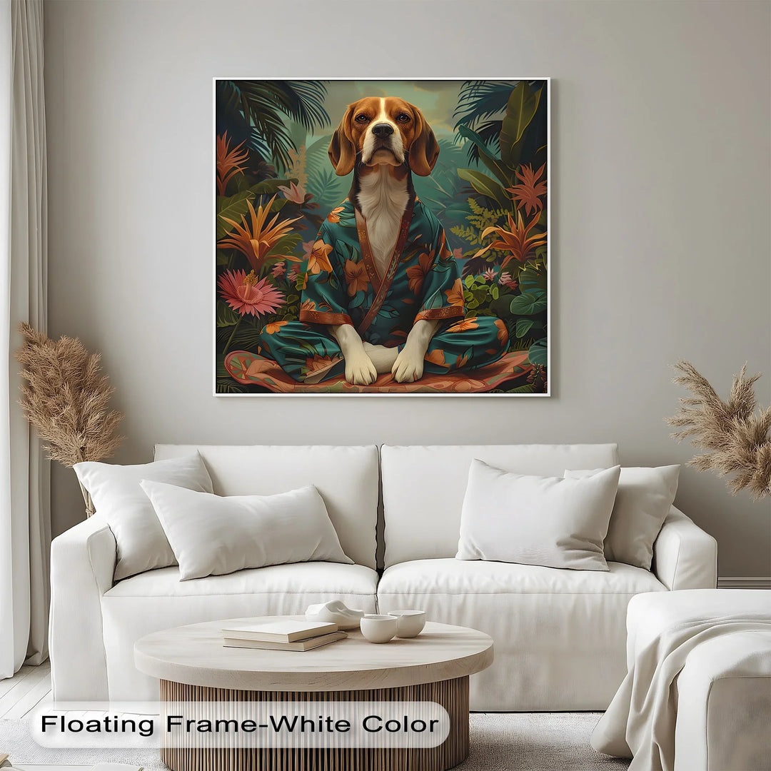 Jungle Zen Beagle – Tropical Meditation Dog Portrait Puppies Canvas Print - MyPhotoStation