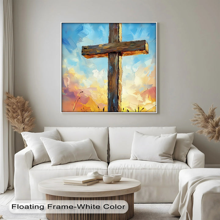 Divine Light – Wooden Cross at Sunrise Canvas Print - MyPhotoStation