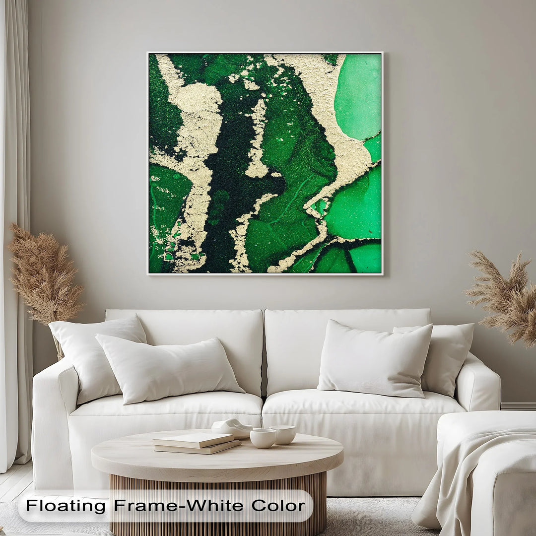 Verdant Gold Flow – Luxury Green Abstract Canvas Print - MyPhotoStation