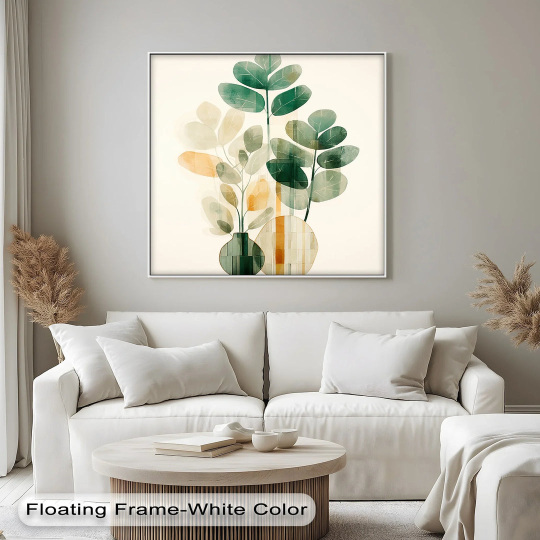 Modern Botanical Silhouettes in Glass Vases – Minimal Nature Canvas Print - MyPhotoStation