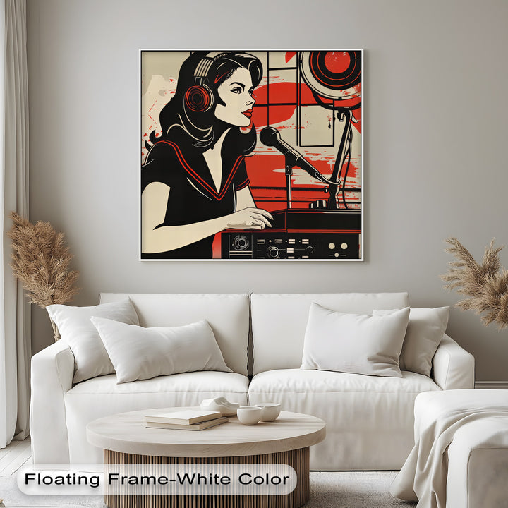 Radio Rebel – Retro Female DJ Illustration Canvas Print