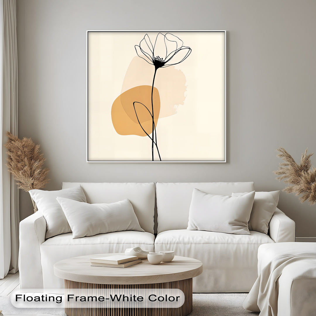 Golden Petal Outline – Minimalist Floral Canvas Wall Art | Artwork Canvas