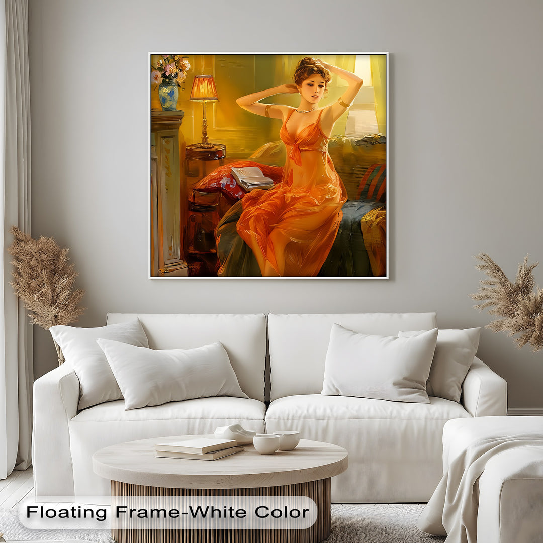 Golden Muse – Sensual Woman Canvas Wall Art | Bedroom Decor